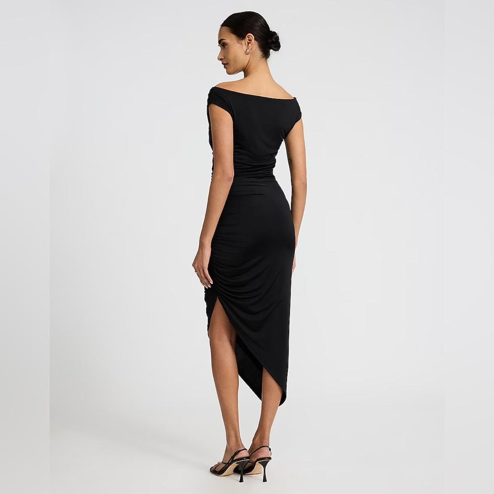 Express Black Asymmetrical Off-Shoulder Dress